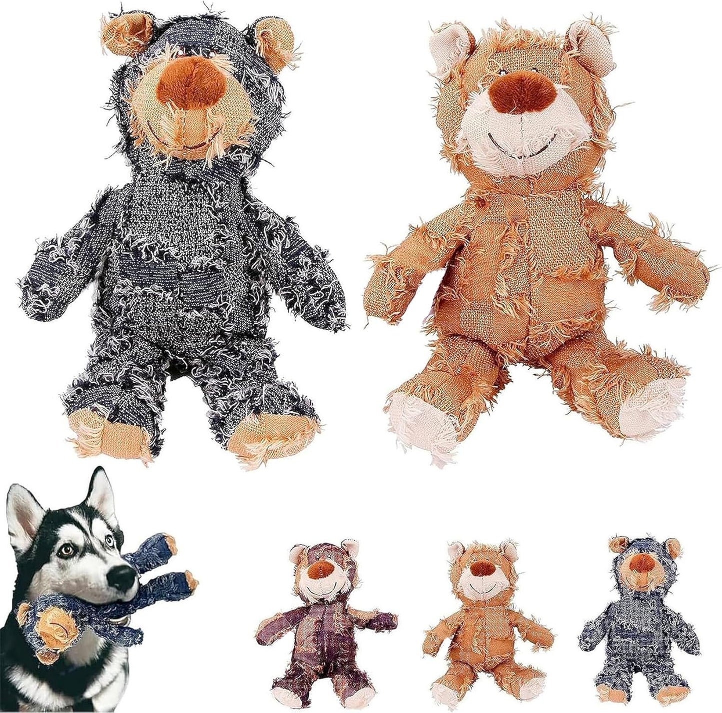 Indestructible Robust Bear, 2024 New Indestructible Squeaky Toys For Dogs, Durable Squeaky Dog Toys For Heavy Chewers, Interactive Dog Toys